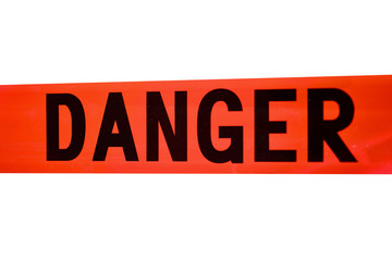 red danger tape/ danger tape or sign on a white background
