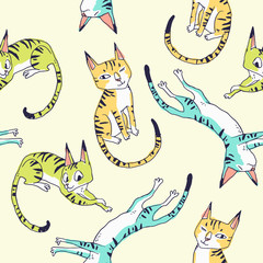 Funny cats. seamless pattern