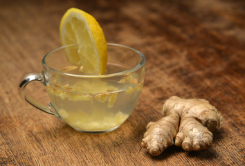 Glas of Ginger Tea with Lemon