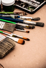 Artist's Old Brushes close-up