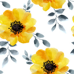 Watercolor flowers seamless pattern. - 99645726