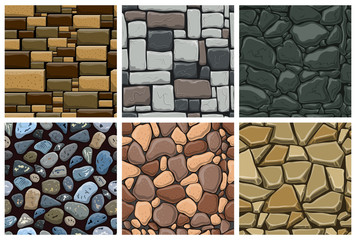 Set of seamless pattern with decorative stones