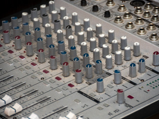 Fototapeta premium part of an audio sound mixer with buttons