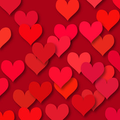 Happy Valentines day. Abstract applique paper hearts. Love in pop up style.