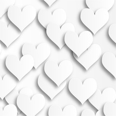 Happy Valentines day. Abstract applique paper hearts. Love in pop up style.