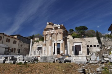 Fototapeta na wymiar Capitolium in the Roman forum, Brescia, Italy