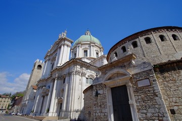 Fototapeta na wymiar Two cathedrals of Brescia, Italy