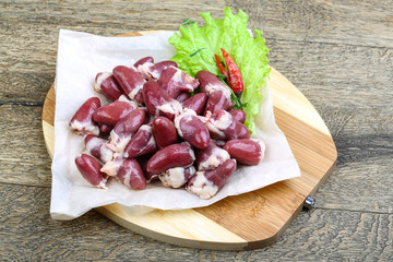 Raw chicken hearts