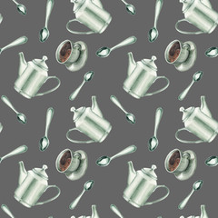 Watercolor coffe pattern 