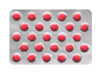 blister with tablets on a white background