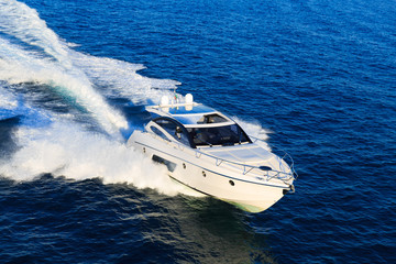 luxury motoryacht in  navigation