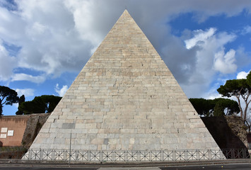 Pyramid of Cestius with beautiful sky