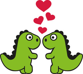 Two cute tyrannosaurus in love