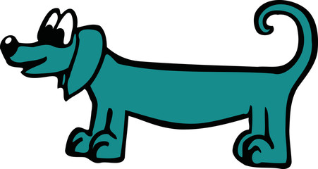 Blue cartoon sausage dog