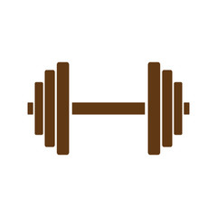 Sports gym equipment. Dumbbell - Vector icon isolated.  brown icon