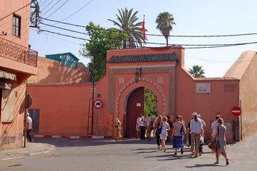 Morocco, the gates of the Bahia Palace in Marrakech