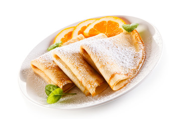 Crepes on white background