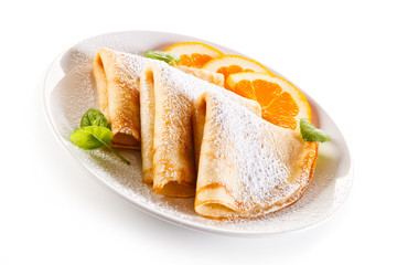 Crepes on white background