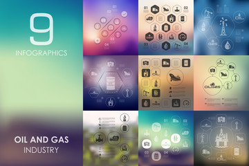 oil and gas infographic with unfocused background