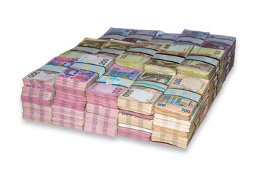 Ukrainian packs a lot of money the stacked