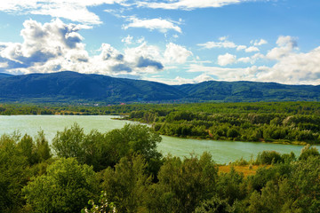 Fototapeta na wymiar Spring landscape, mountain and river in Czech Republic