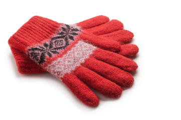 red winter gloves