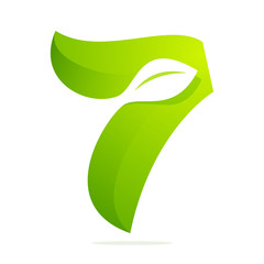 Number seven with leaves and negative space.