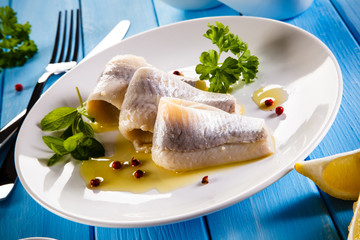 Marinated herring fillets