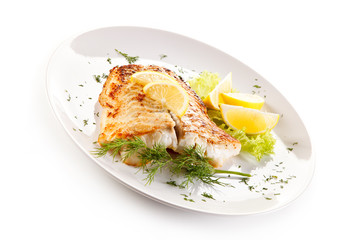 Fish dish - fried fish fillet and vegetables