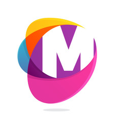 M letter with ellipses intersection logo.