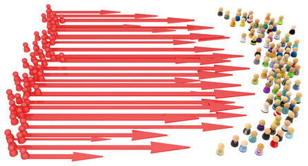 Obraz premium Cartoon Crowd, Attack Arrows
