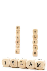 Islam letters on wooden blocks†against white background