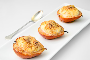 Healthy and Diet Food: Pear with Ricotta and Nuts