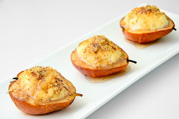 Healthy and Diet Food: Pear with Ricotta and Nuts