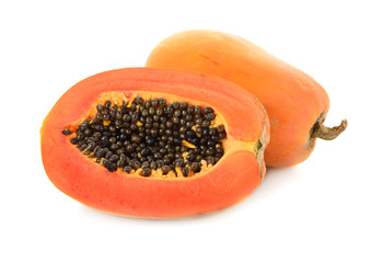 papaya on white background
