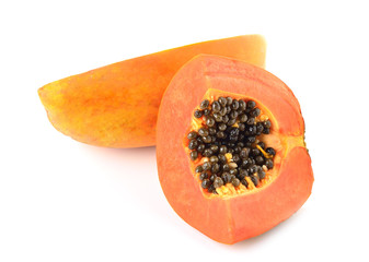 papaya on white background