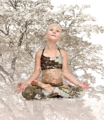 yoga girl sitting lotus position