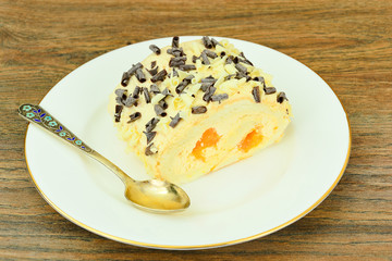 Biscuit and Cake with Mandarin and Whipped Cream.