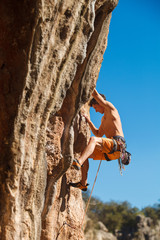Rock climbing close-up