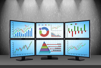 trading station with financial data