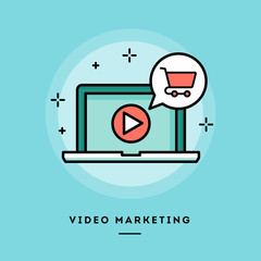 Video marketing, flat design thin line banner, usage for e-mail newsletters, web banners, headers, blog posts, print and more - 99660161