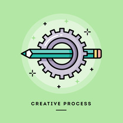 Creative process, flat design thin line banner, usage for e-mail newsletters, web banners, headers, blog posts, print and more
