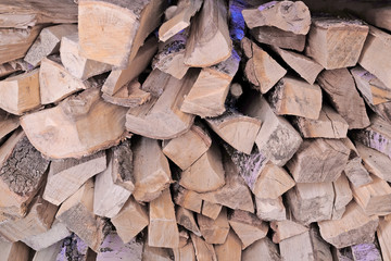Dry chopped firewood logs