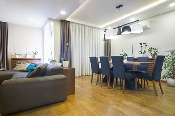 Dining room interior in modern apartment