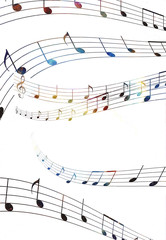 music note and Space and stars with abstrtact color background.