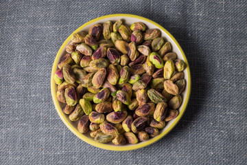 A plate of pistachios