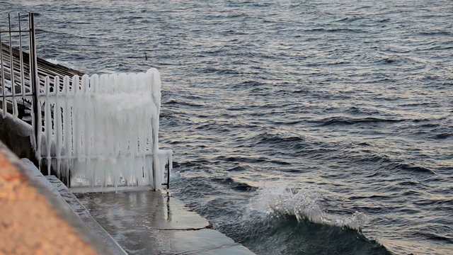 Icy shore of the sea