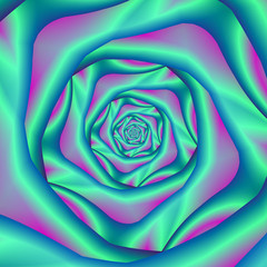 Fototapeta na wymiar Silk Spiral Rose in Blue and Pink
