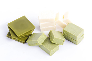 powdered green tea and white chocolate