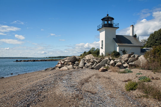 Bristol Ferry lighthouse Built Near Shore on Narragansett Bay in Rhode Island.